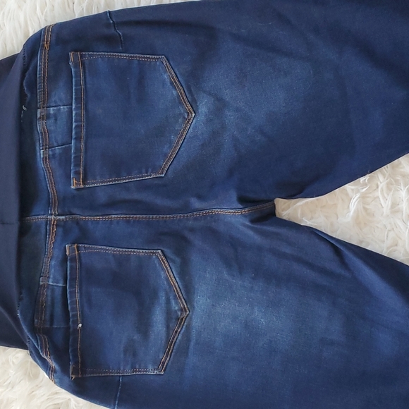 Blue Savvy Women’s Maternity Dark Blue Distressed Denim Pants Size Large - Picture 10 of 11